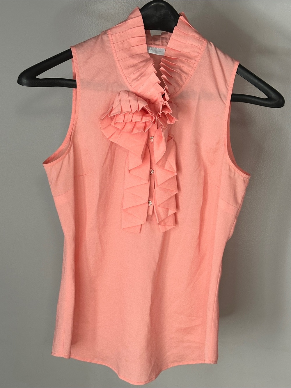 New York & Company Coral Ruffle Neck Sleeveless Top